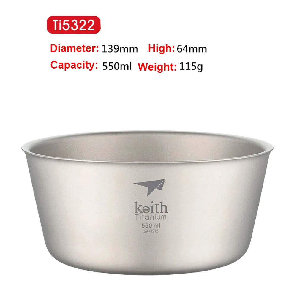 

1 Pcs 550ML High Capacity Outdoor Bowl Titanium Heat-Insulation Tableware Kitchen Supply Hypoallergenic