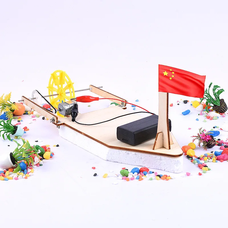 

DIY Small Invention Primary School STUDENT'S Science Experiment-Paddle Wheel Ship Model Science And Technology Small Production