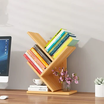 

Children Bookshelf Creative Study Bookcase Decor Tree Shaped Newspaper Magazine Book Rack Furniture Home Office Storage Shelves
