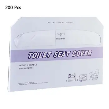 

200 Sheets Disposable Flushable Paper Toilet Seat Covers Travel Bathroom Potty Shields Cushion Pads for Hospital Hotel