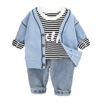 

New Autumn Baby Girl Clothes Children Boys Cotton Jacket T Shirt Pants 3Pcs/sets Toddler Fashion Costume Infant Kids Tracksuits