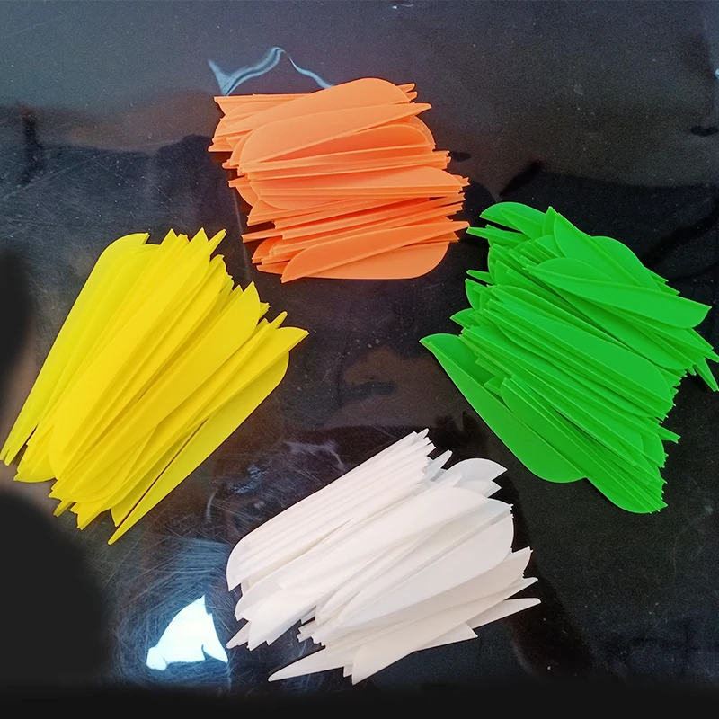 108pcs Hunting Archery  3inch Crossbow Archery Feathers 7Color Drop Shape Cut Fletching Rubber Vane Arrow DIY Archery