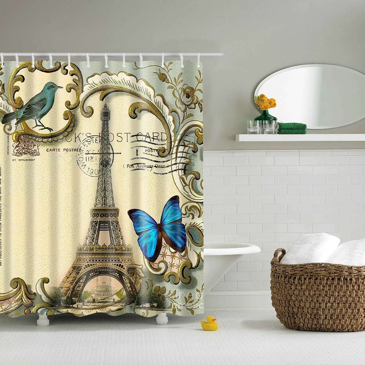Парижский пейзаж занавеска для душа Водонепроницаемая полиэфирная ткань занавеска для ванной для украшения ванной комнаты украшение дома с крючками