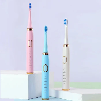 

electric Tooth brush USB Rechargeable 5 Sonic Modes + 5 Replacement Heads Waterproof Timer Automatic Tooth Brush