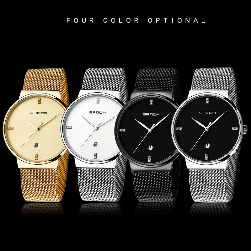 

TurnFinger Fashion Simple Men's Quartz Watch Diamond Waterproof Date Stainless Steel Mesh Belt Casual Luxury Elegant Hot Gift