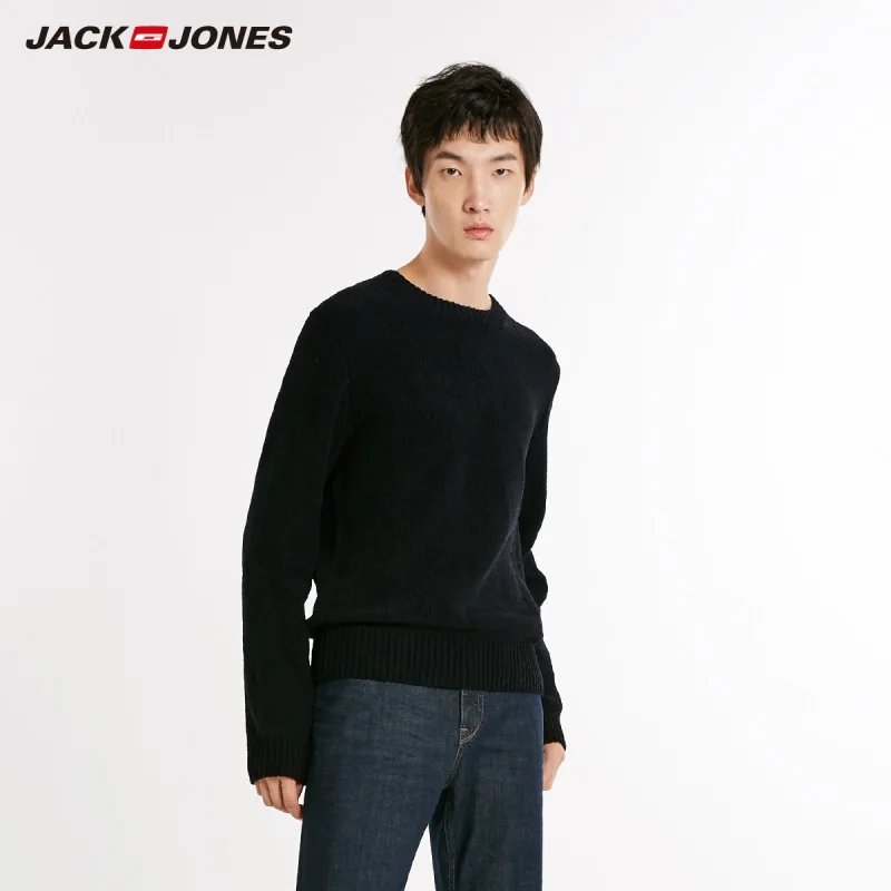 MIDNIGHT JackJones зимний мужской модный тренд свитер с круглым вырезом 218424510 - Цвет: MIDNIGHT
