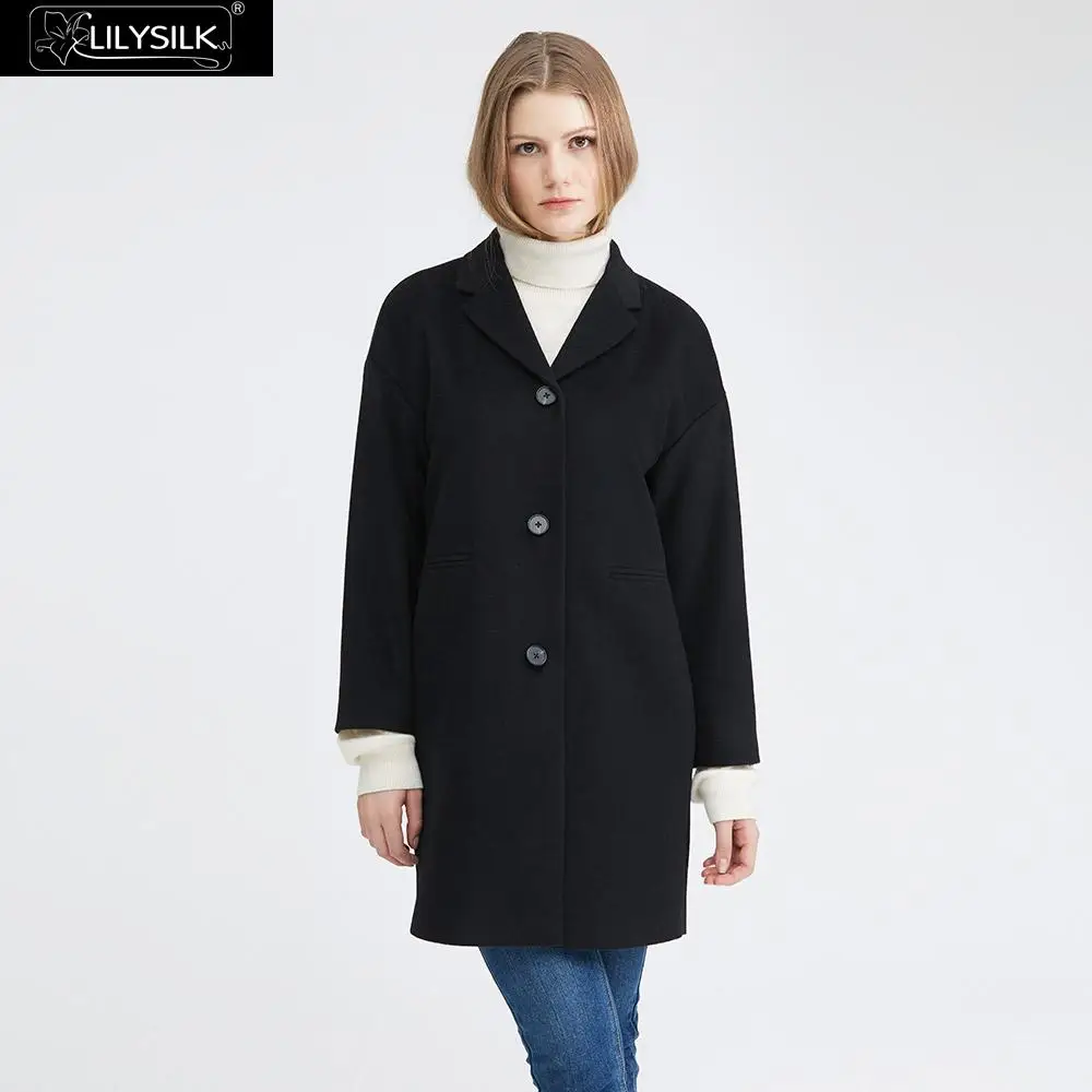 LILYSILK пальто классический воротник шерсть для женщин Новинка