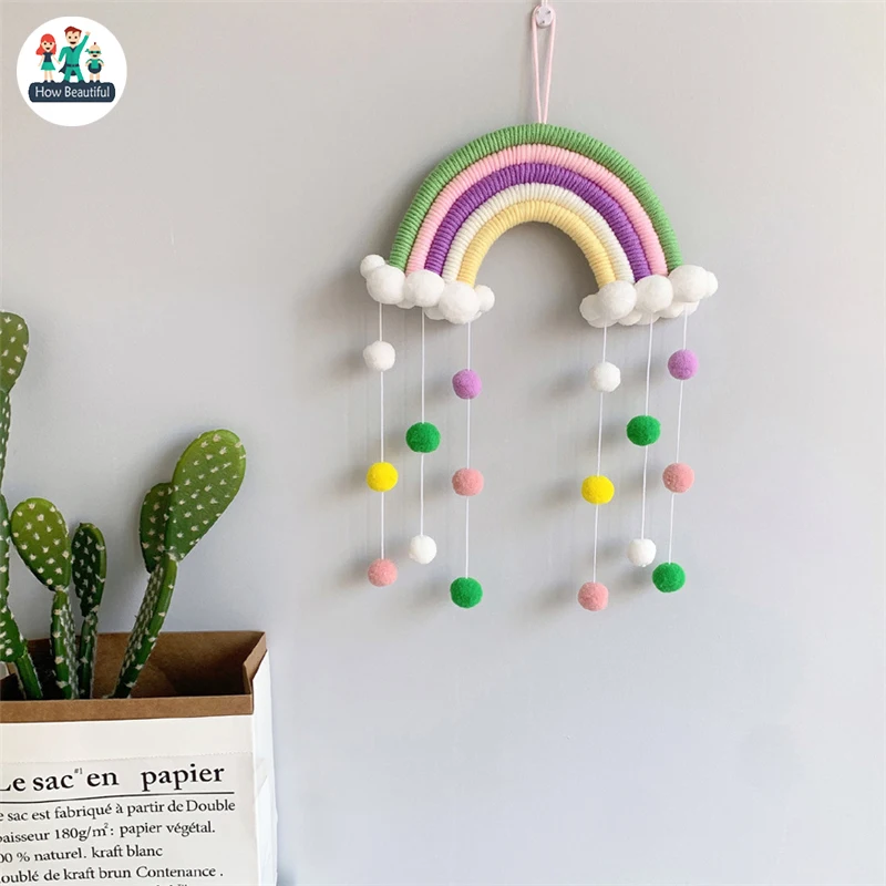 

Nordic Cloud Rainbow Raindrop Wall Hangings Decoration For Kid Girls Bedroom Hanging Pendant Baby Bed Tent Hanging Toy Pendant