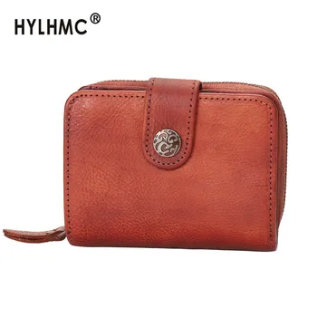 

2020 New Retro Casual Leather Mini Purse Women Wallet Short Wallets Card Holder Coin Purse Cowhide Leather Female Ladies Small