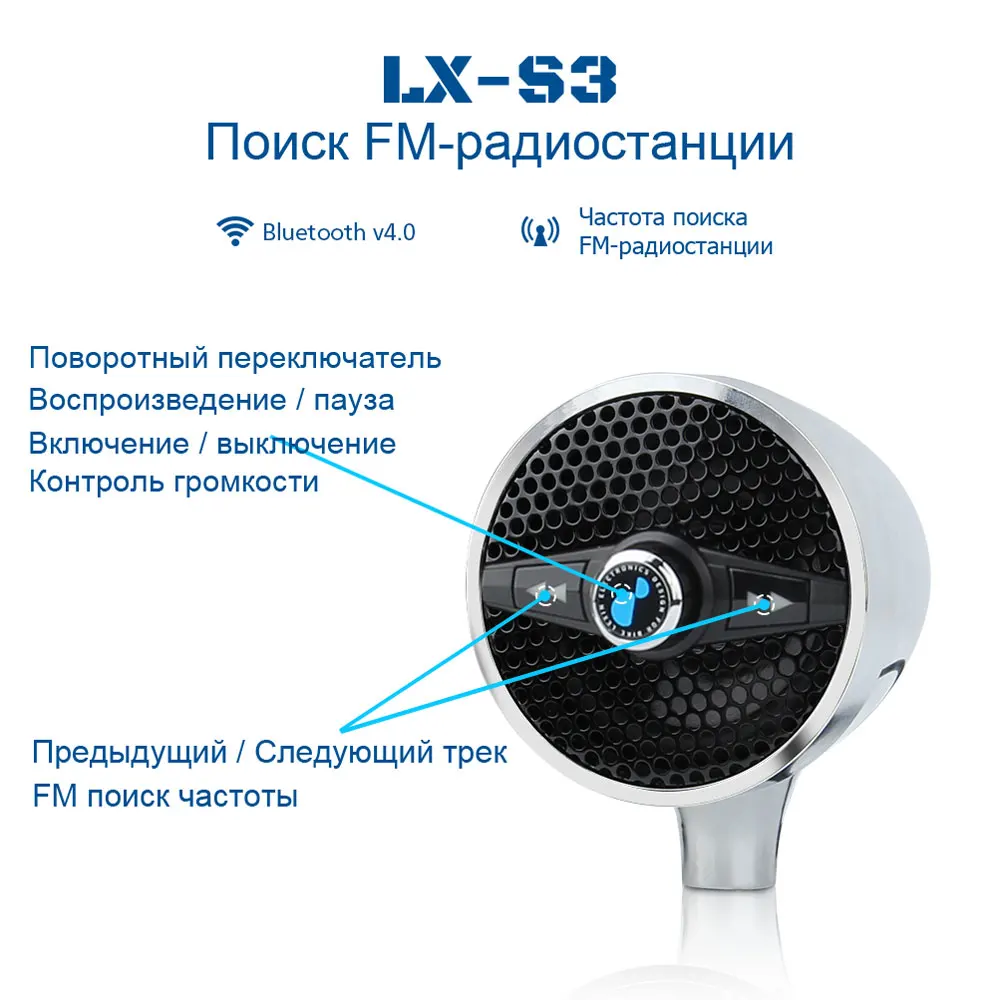 Lexin S3 MP3 Музыкальный Аудио Колонки для Мотоцикла Bluetooth Акустика Мото Музыка для Квадроцикла с Радиотюнер FM