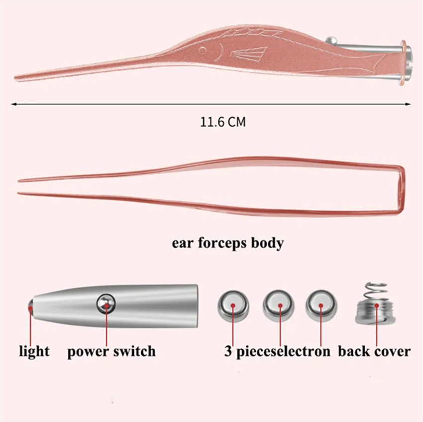 Детский удалитель ушной серы для ушей, светодиодный светильник для ушей, Детский Светильник, Ушная ложка для ушей, Ушная кюрета для чистки ушей