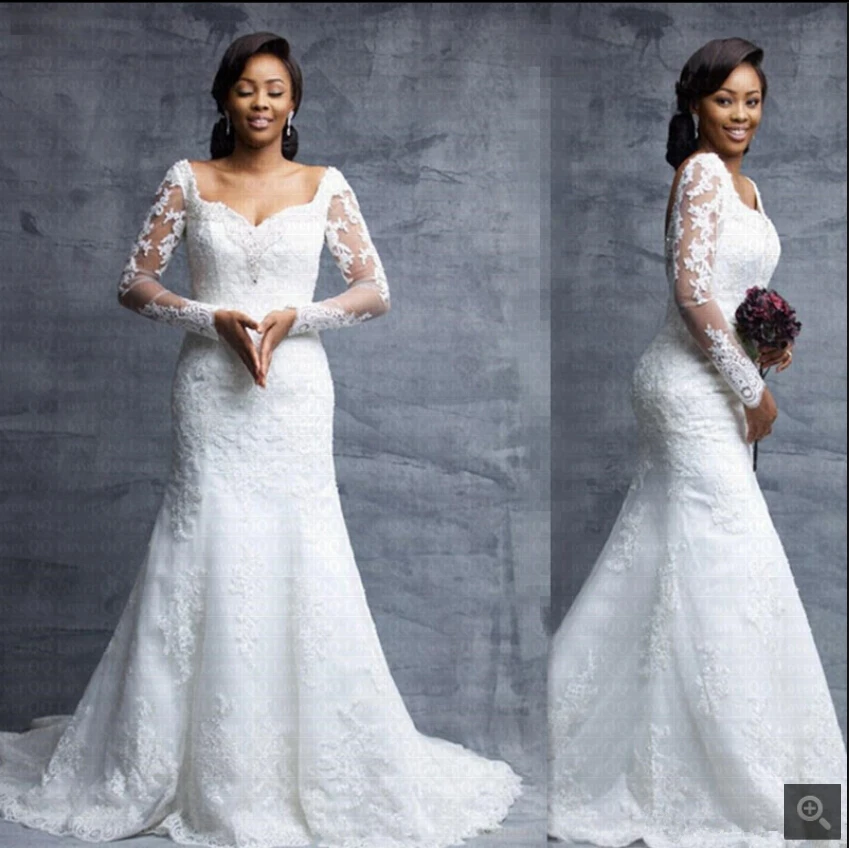 Robe de Mariage белые кружевные аппликации свадебное платье русалки с открытой спиной, пикантный бисер жемчуг Элегантные платья невесты