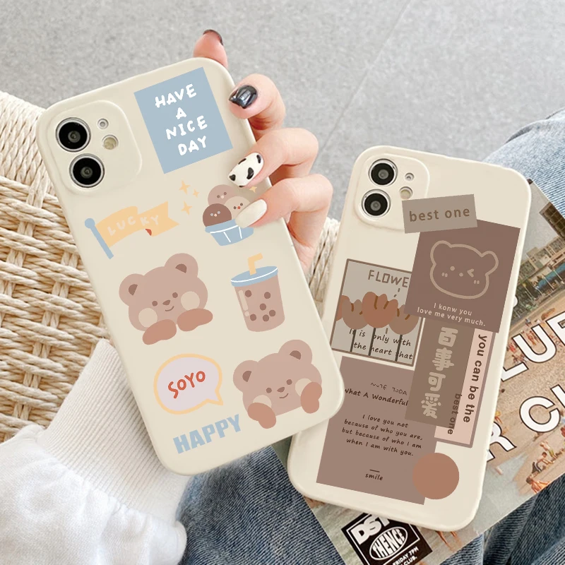 For Huawei P50 P30 P20 P40 Y6 Y7 Y9 Prime PSmart 2019 Lite Honor 10 Play 9A 9X 9C 8X 20 Pro 10i 9 E Retro Smile Bear Cases | Мобильные