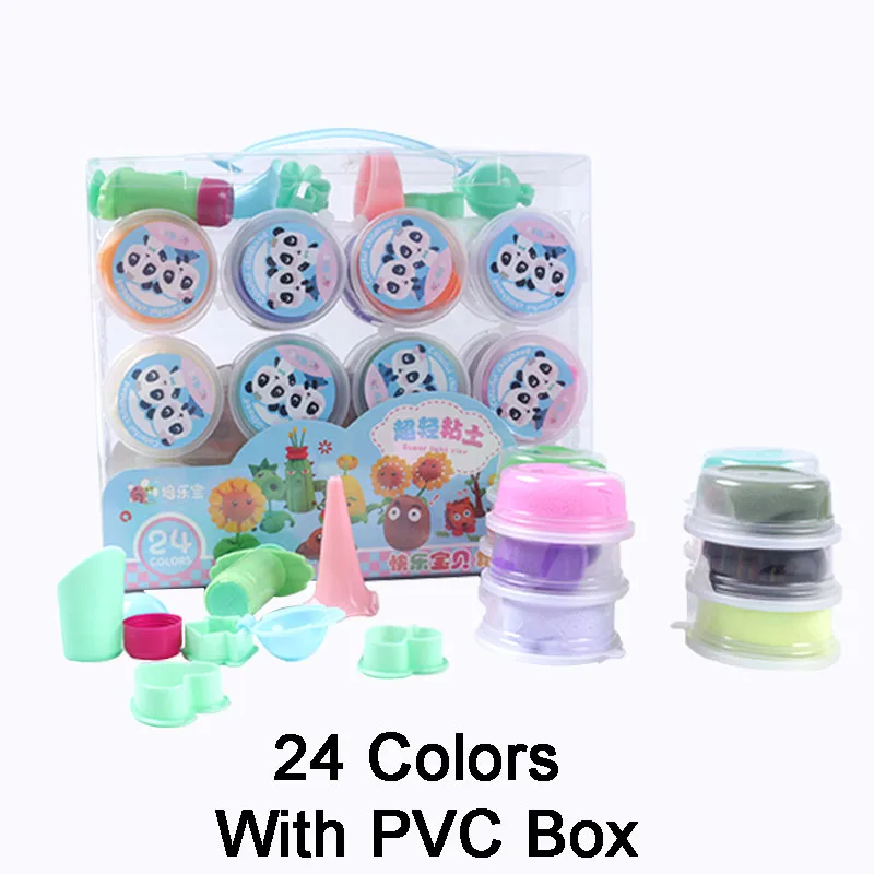 24 шт. пушистые слизь игрушки с коробкой шпатлевка мягкая глина свет Playdough слизь поставки амулеты Пластилин резинка Полимерная глина антистресс