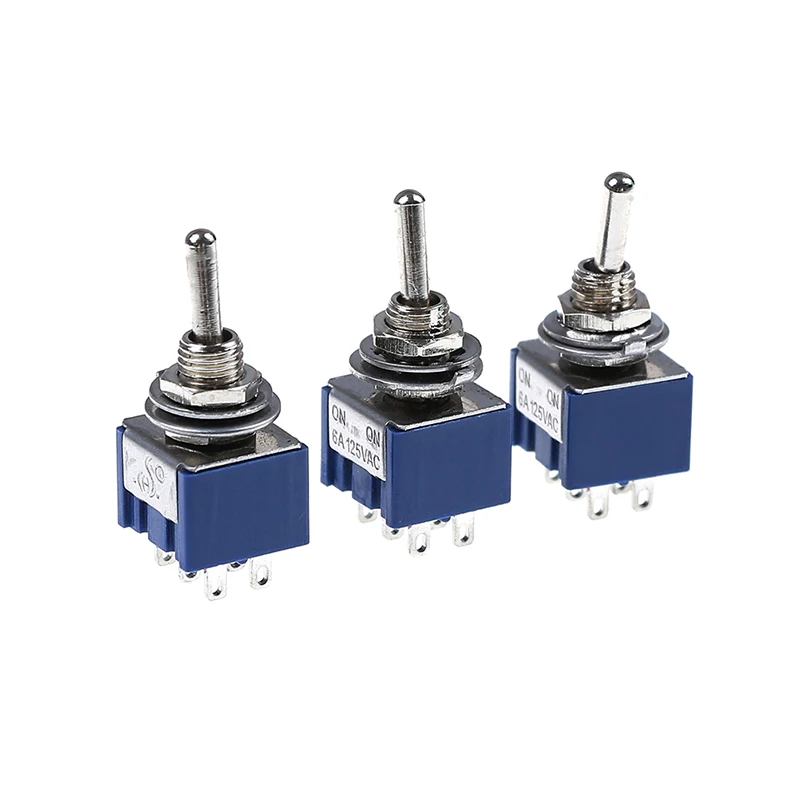 5Pcs 6A 125VAC 6 Pin ON-ON Switch 2 Positions 6 Pins Toggle Switch DPDT ON-ON Mini Toggle Switch For Switching Lamp Light