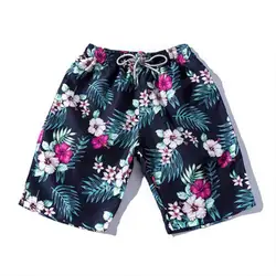 Мужские шорты с цветочным принтом, гавайский узор, повседневные мужские шорты с ремешками, летние пляжные шорты, спортивные штаны, уличная