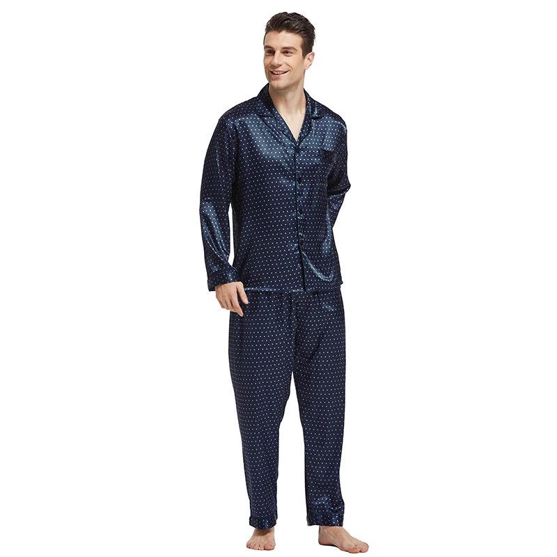 Tony&Candice Men's Stain Silk Pajama Set Men Pajamas Silk Sleepwear Men Sexy Modern Style Soft Cozy Satin Nightgown Men Summer pajama joggers