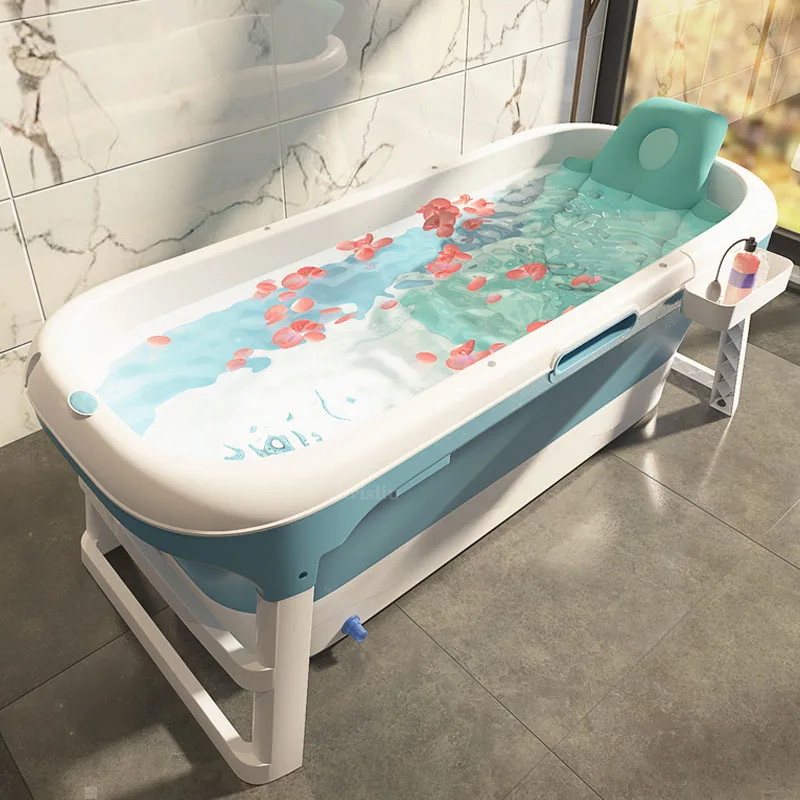 Foldable Bath Tub for Adult Wide Bathtub, SPA Freestanding Portable Bath  Tubs Adult Collapsible Bathtub Adult Blue With Lid