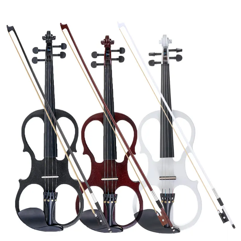 4/4 Antique Electric Violin Fiddle Stringed Instrument Basswood With Fittings Cable Headphone Case For Music Lovers Beginners