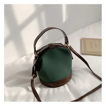 

Women Portable Frosted Shoulder Bag 2020 Street Style French Vintage Bucket Bag