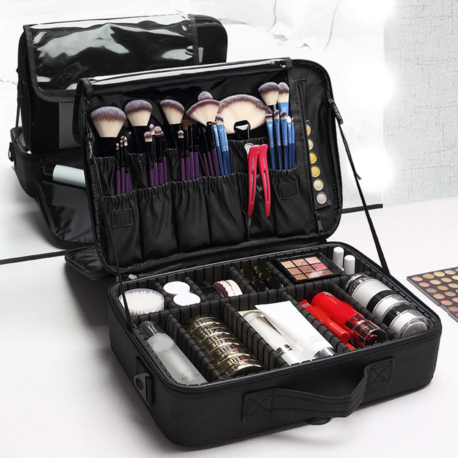 Estuche de maquillaje profesional resistente al agua, organizador de cosméticos grande, caja de almacenamiento de herramientas de maquillaje, maleta para artistas