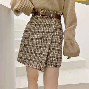 

Black Tweed Skirt 2019 Autumn Winter Women Korean Elegant Plaid Jupe Femme Cute Bottoms for Ladies A Line Short Mini Skirts G858