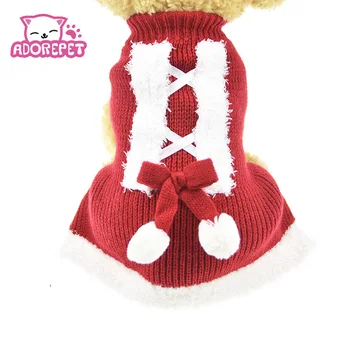 

Dog Sweaters For Christmas Santa Claus Costume Outfits Winter Warm Dog Cat Party Dress Knitted Clothes For Small Dog Dachshund