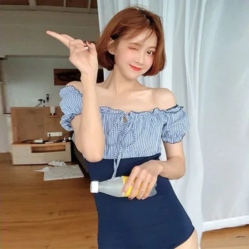 

Swimming Suit For Women Swimsuit Girls Swimsuits Sexy Biquini Infantil Tankini Blue Striped Cover Red Solid Swimsuit For Women