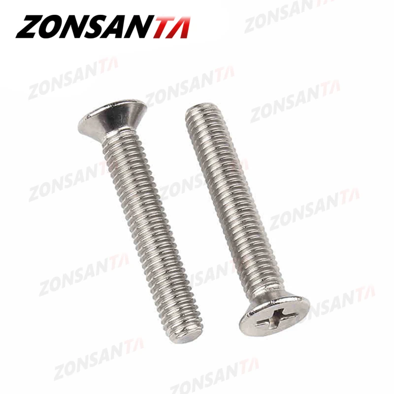 stainless steel screw ZONSANTA M1.6 M2 M2.5 M3 M4 M5 M6 Mini Micro Small 304 Stainless Steel Cross Phillips Flat Bolt Countersunk Head Furniture Screw