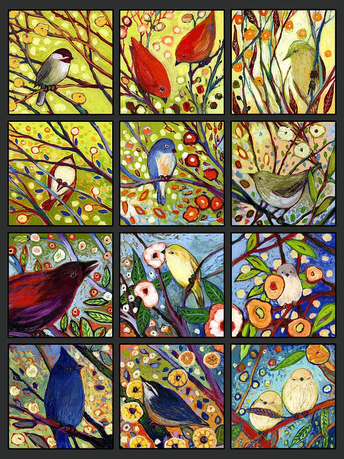 

JMINE Div 5D Window Cardinal Bird Tree Full Diamond Painting cross stitch kits art High Quality Animal 3D paint by diamonds