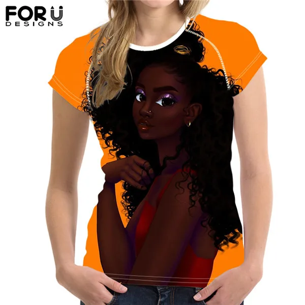 FORUDESIGNS/африканская футболка с 3D принтом для девушек, женская одежда, летняя женская футболка s Harajuku, женская футболка Femme - Цвет: HK4153BV