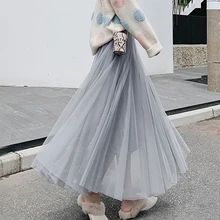 Элегантная Милая Кружевная юбка, женские модные юбки до середины икры, женские плиссированные юбки, Jupe