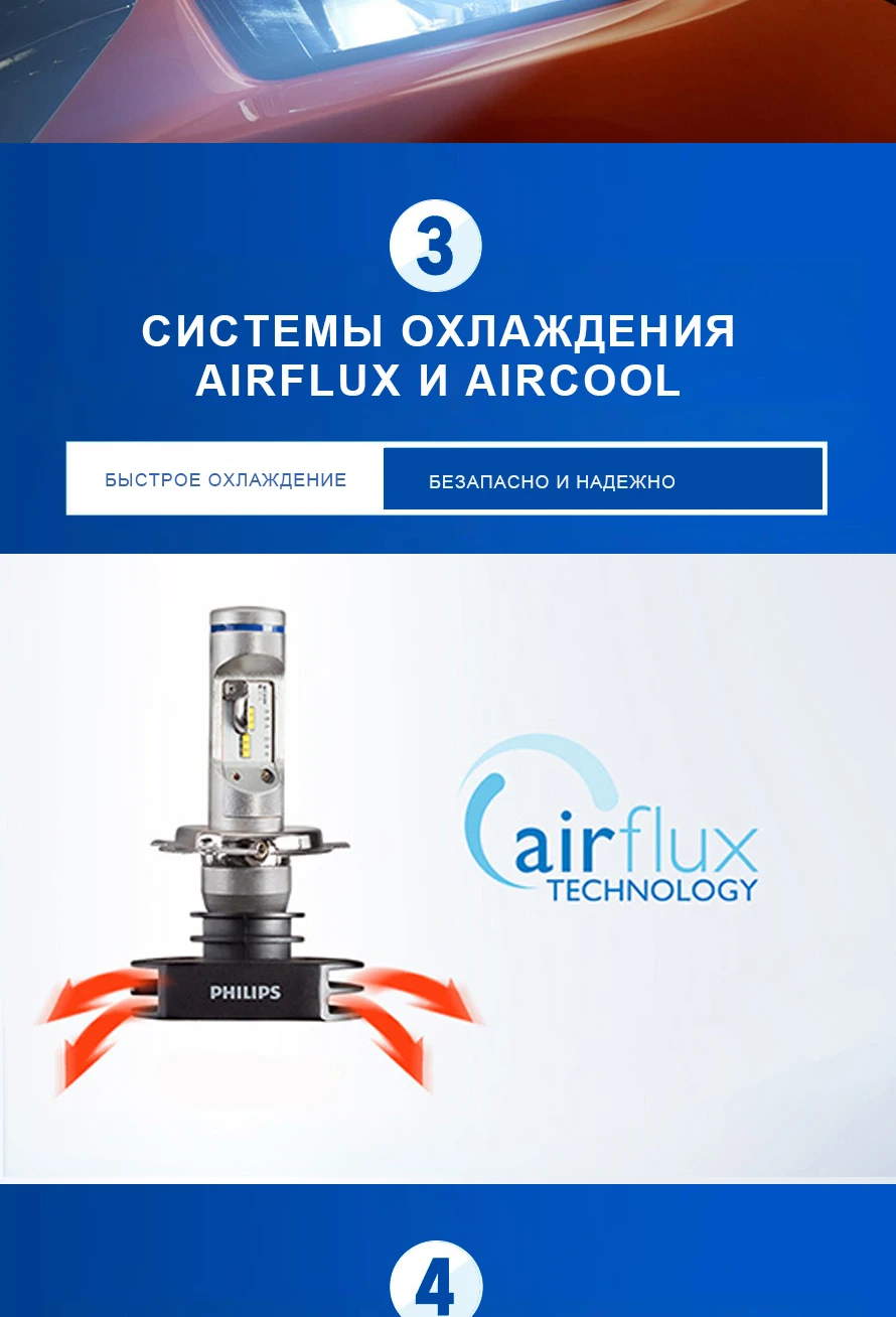 PHILIPS светодиодный фонарь для автомобильных фар 11342ULWX2/LP6T10 H4 15/15W белый свет