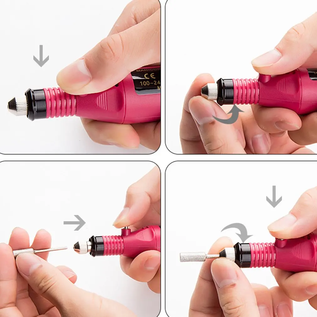 1set Nail Polishing Machine Gray Thick Nail Electric Unloading Machine Manipulator Manicure Polishing Ceramic Drill