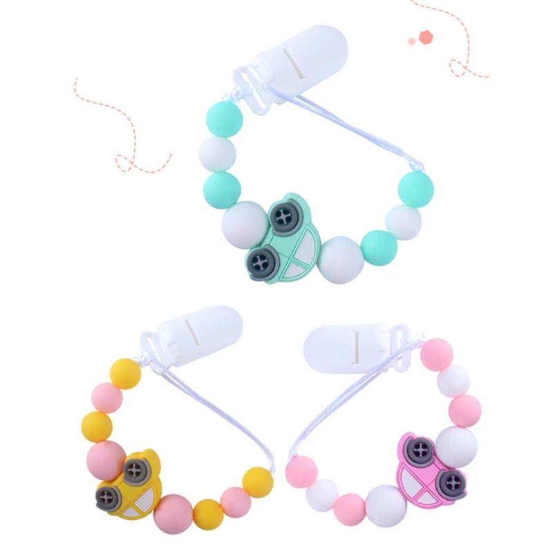 

Baby Teether Nursing Accessories Crochets Log Pacifier Clip small car silicone Teether Sensory Chewing Toy Kids Gift Pendant m