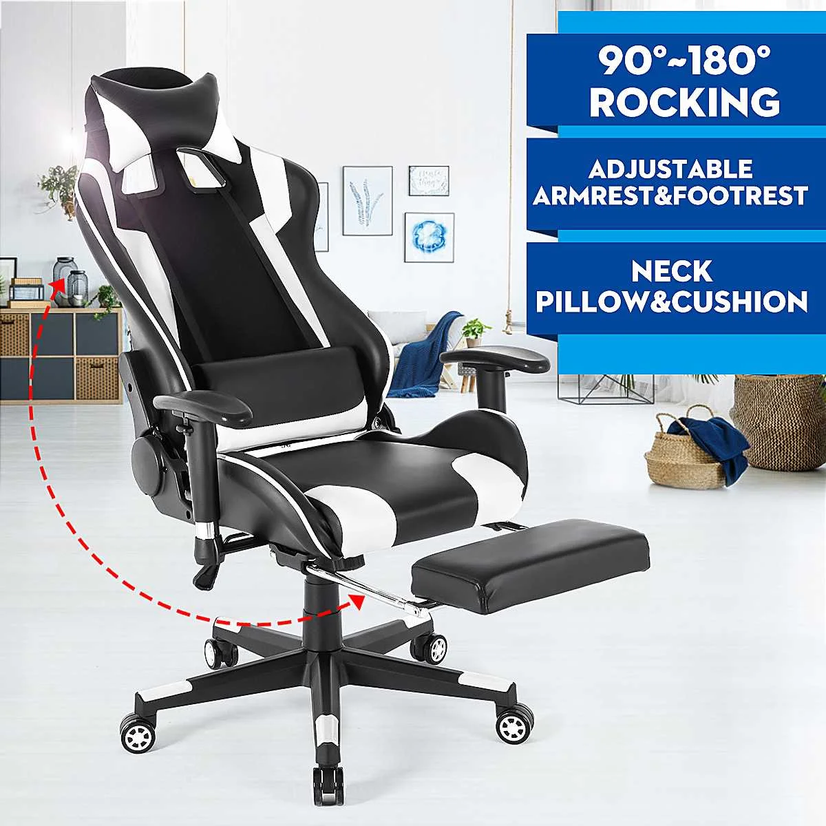 180° Lying Office Boss Chair WCG Computer Gaming Chair Household Reclining Armchair With Footrest Office Furniture 180° Lying Office Boss Chair WCG Computer Gaming Chair Household Reclining Armchair With Footrest Office Furniture