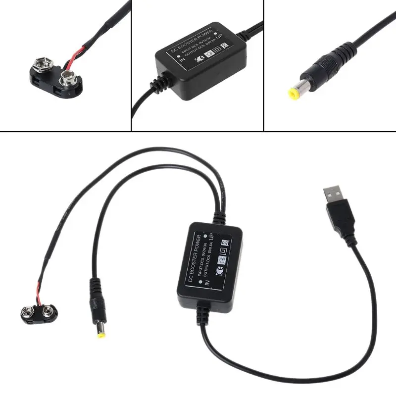 9 в батарея Eliminator USB 5 в Boost до 9 в кабель для мультиметр микрофон маршрутизатор X3UB