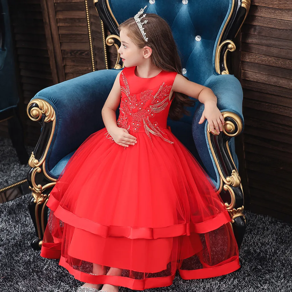 Платье для первого причастия; детское платье на выпускной; однотонное платье принцессы для маленьких девочек; платье подружки невесты; платье для торжеств; платье для дня рождения; свадебное платье