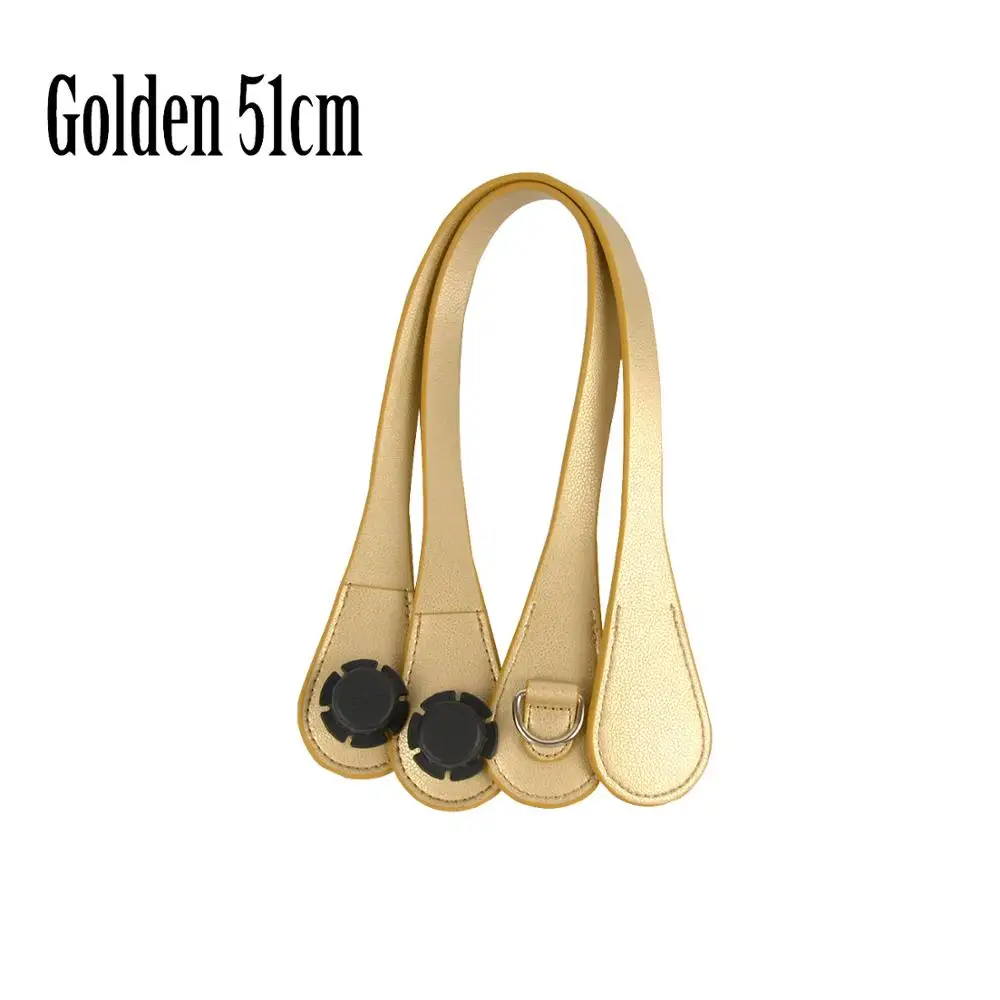 Golden 51cm Новинка, тонкие ручки 51 см, 86 см, с d-образной пряжкой, с Каплевидным концом, искусственная кожа, ручки для OBag, цепочка, подвеска для EVA O Bag Body - Цвет: Golden 51cm