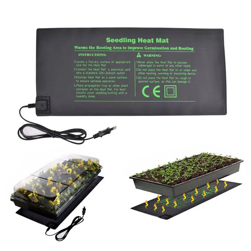 

EU plug Durable Seedling Heat Mat Plant Seed Germination Propagation Clone Starter Pad Warm Hydroponic Heating Pad 52 X 24cm