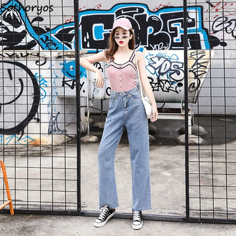 

Jeans Women All-match Solid Simple Daily Korean Style Harajuku Pockets Womens Female Ladies Studnets 2019 Retro Loose Ulzzang