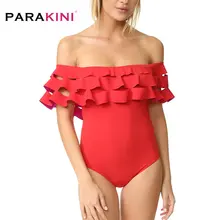 PARAKINI винтажный цельный купальник женский купальник с воротником купальный костюм с пуш-ап Монокини, пляжная одежда ретро купальник