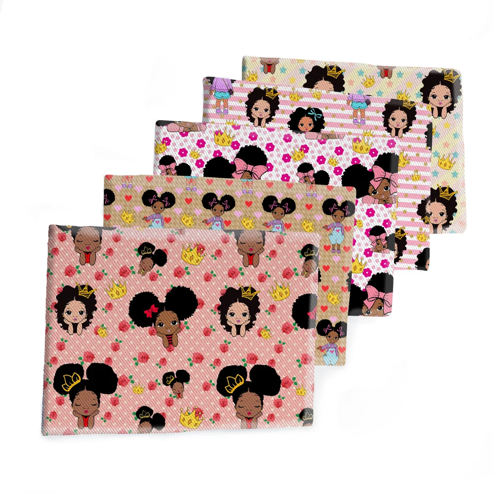 50*145cm Fabric Cartoon Black Girl Printed Polyester Cotton Twill