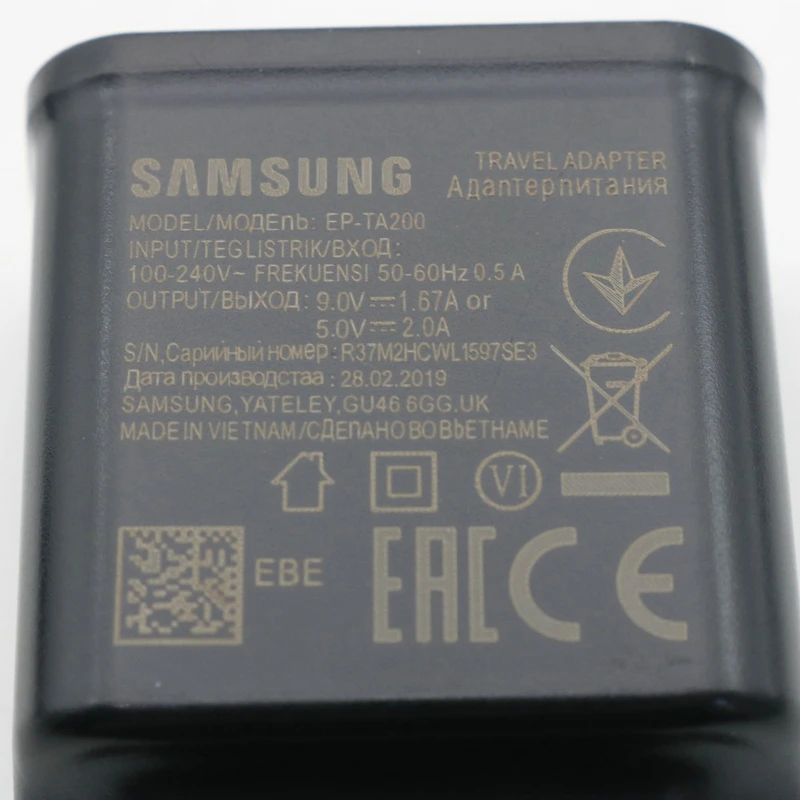 50 шт. TA200JBE США Plug быстрая зарядка Адаптивное дорожное зарядное устройство 9 В 1.67A для samsung Galaxy S10 S10 plus