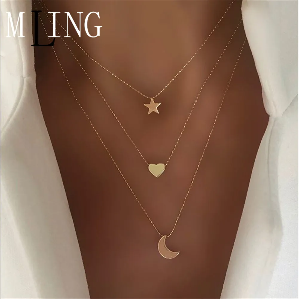 Женское винтажное многослойное колье-чокер MLING ожерелье из золотого сплава с