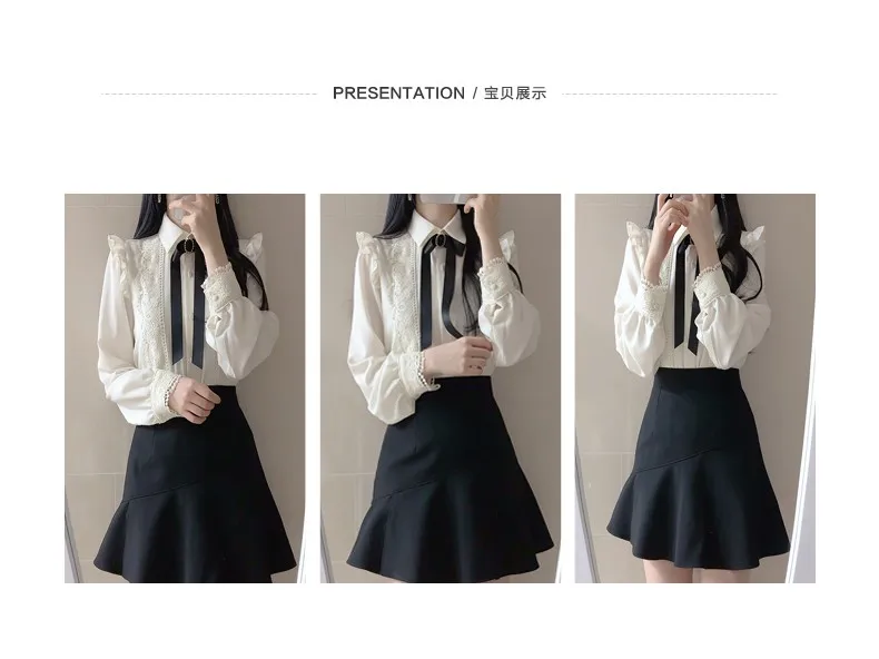 Ruffled Autumn Spring Basic Office Lady Work Wear Women Single Breasted Button Solid Peter Pan Collar Top White Shirts Blouses