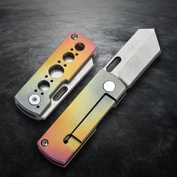 Mini couteau pliant antidérapant TC4 en alliage de titane pour l'extérieur, acier S35vn de haute qualité, couteau de poche de survie en plein air, couteaux porte clés 