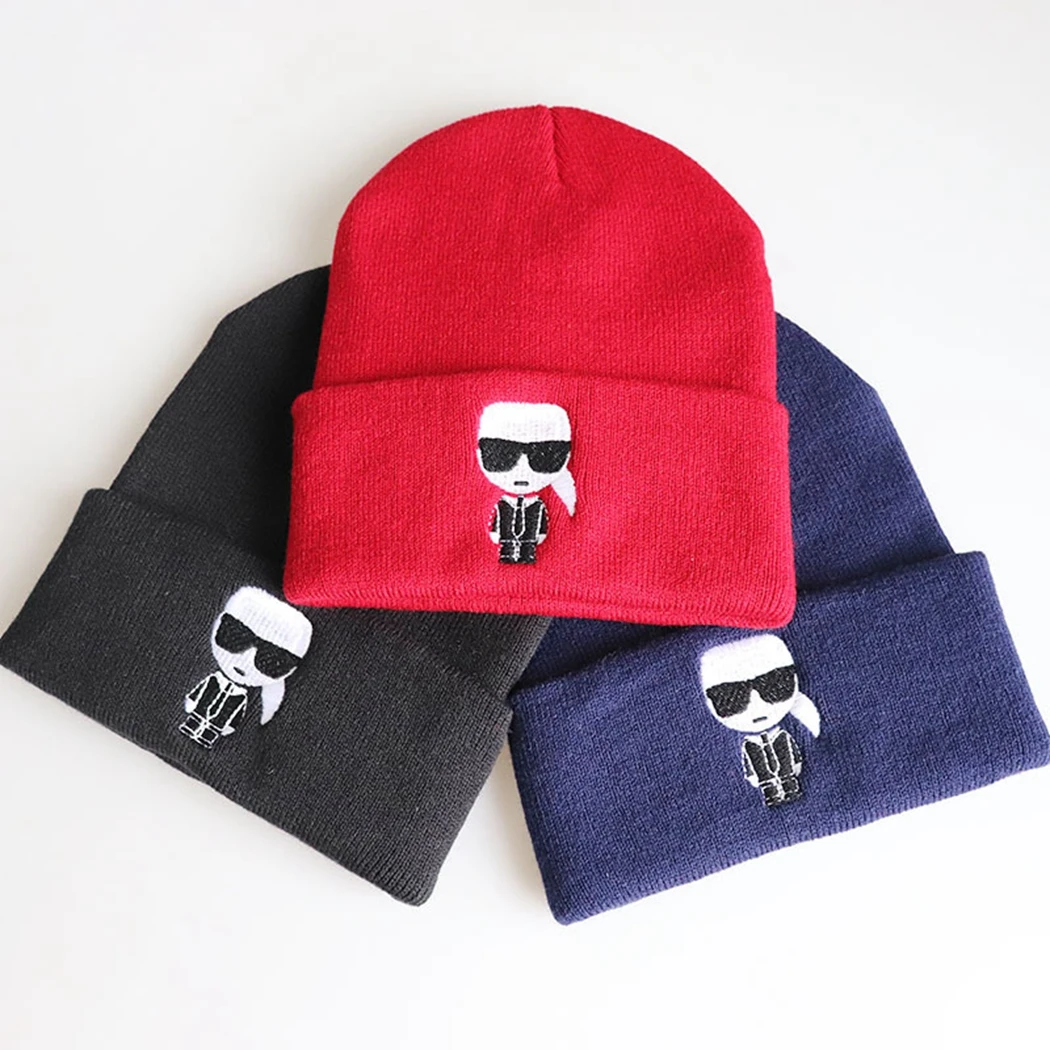 Шапка с вышивкой знаменитостей из мультфильма, теплые шапки Skullies на осень и зиму, вязаная шапка в стиле хип-хоп, женские мужские шапки, эластичная Лыжная Шапка s