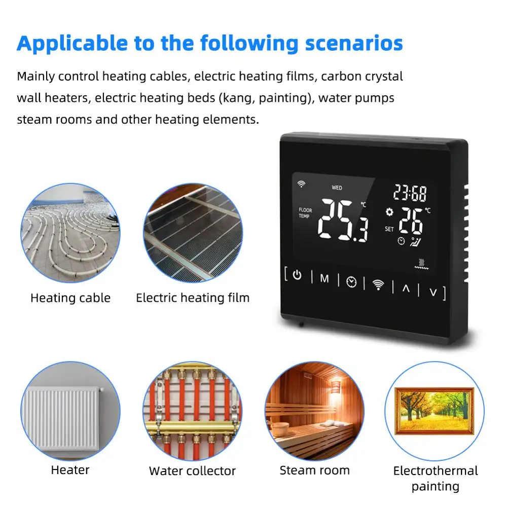 Tuya Wifi Smart Floor Heating Thermostat Lcd Display Touch Screen Electric  Warm/water/gas Boiler Temperature Remote Controller - Thermometer  Hygrometer - AliExpress