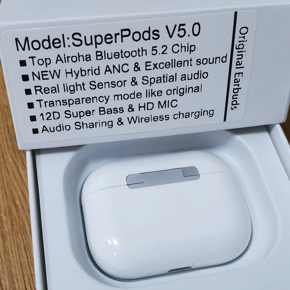 SuperPods-auriculares inalámbricos V5.0 PK V4.5, cascos con Bluetooth, Supergraves, con batería Real de 7H, audio espacial, 1562s, PK1562A, Chip